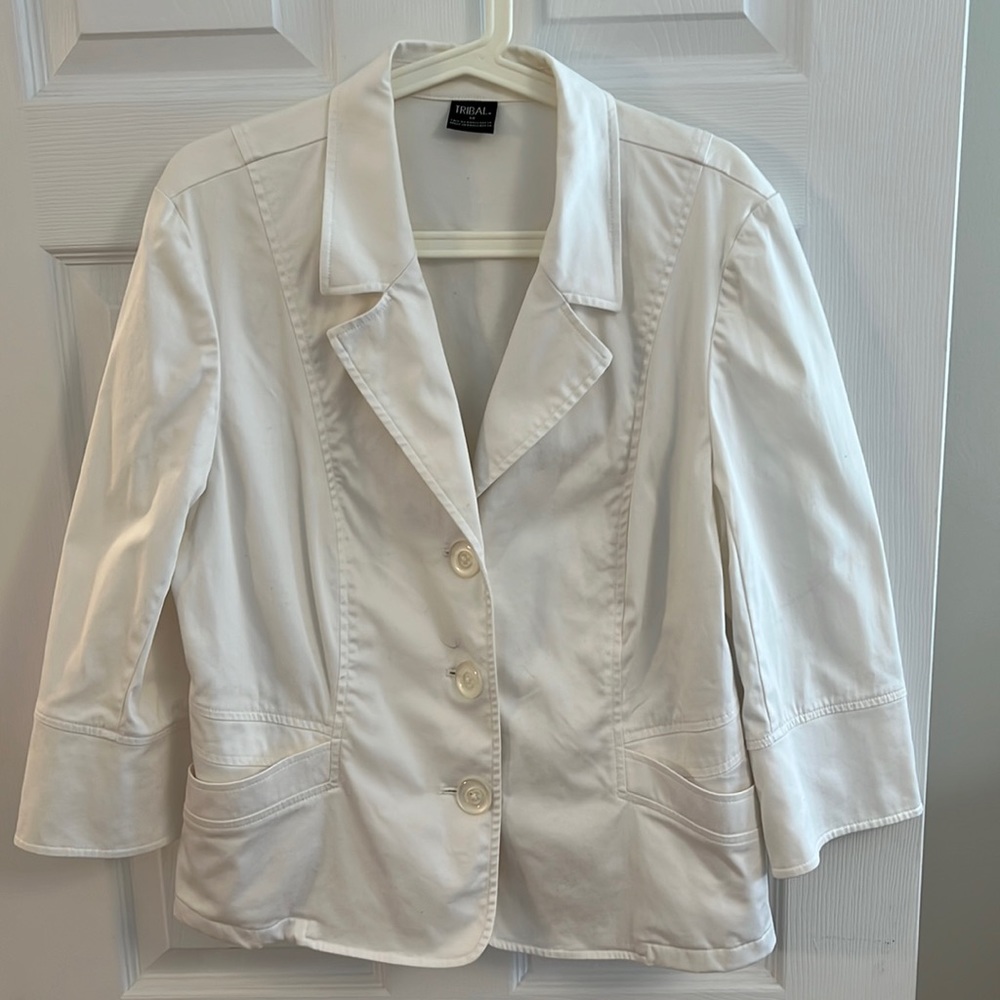 Tribal White Stretch Blazer
